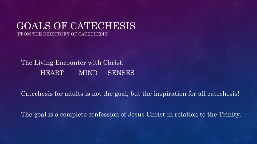 goals of catechesis from the directory