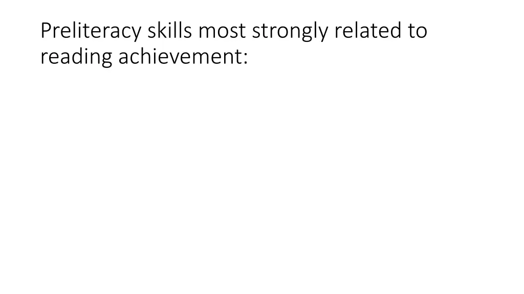 preliteracy skills most strongly related