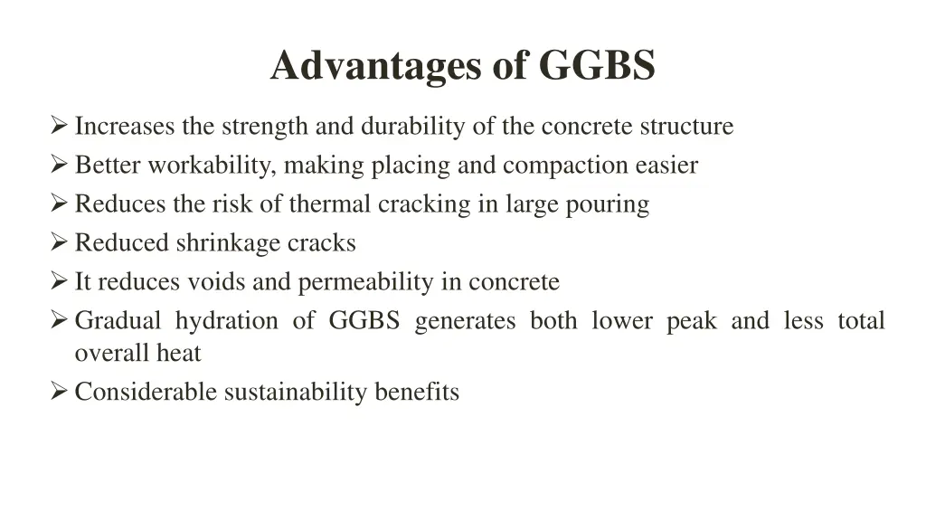 advantages of ggbs