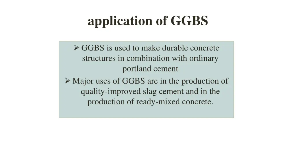 application of ggbs