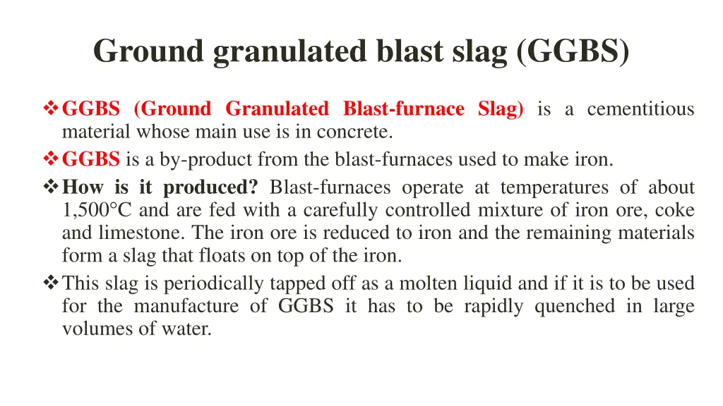 ground granulated blast slag ggbs