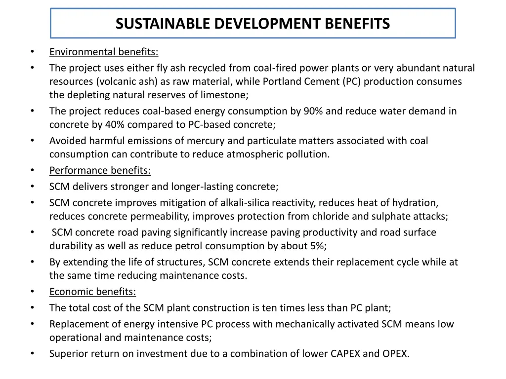 sustainable development benefits