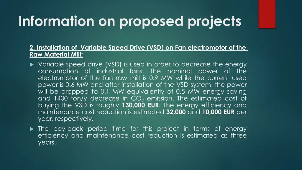 information on proposed projects 1