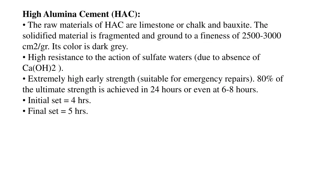 high alumina cement hac the raw materials