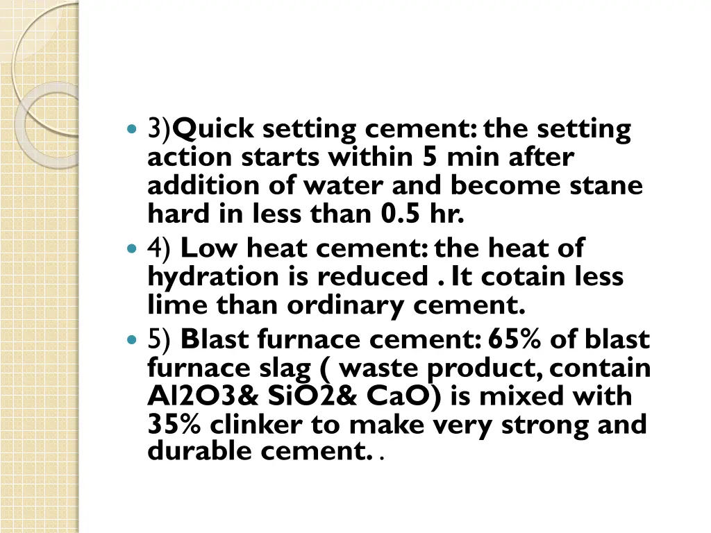 3 quick setting cement the setting action starts