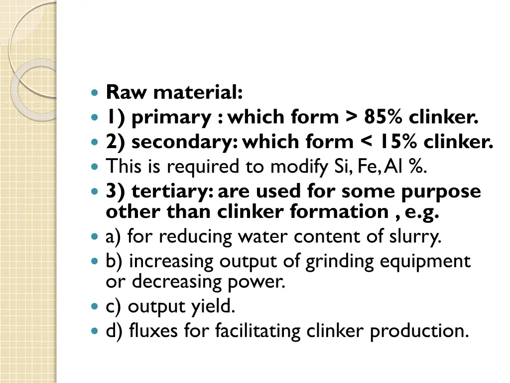 raw material 1 primary which form 85 clinker