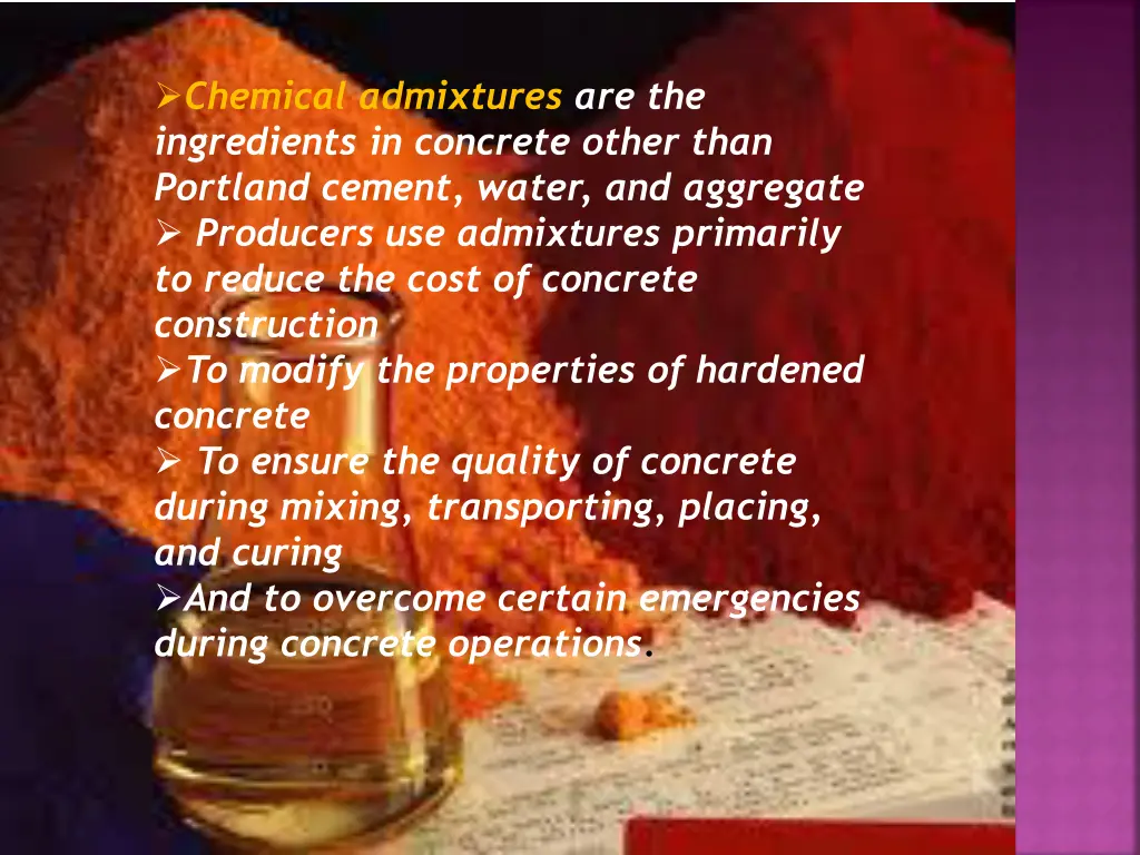 chemical admixtures are the ingredients