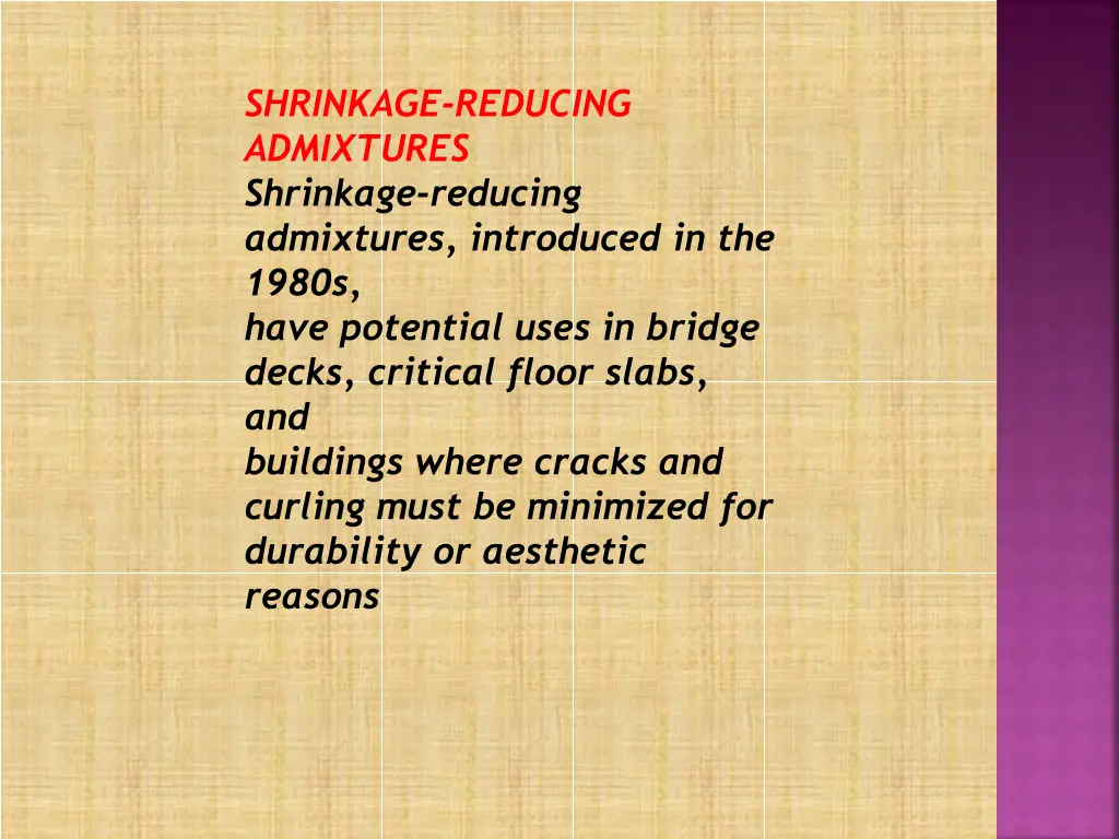 shrinkage reducing admixtures shrinkage reducing