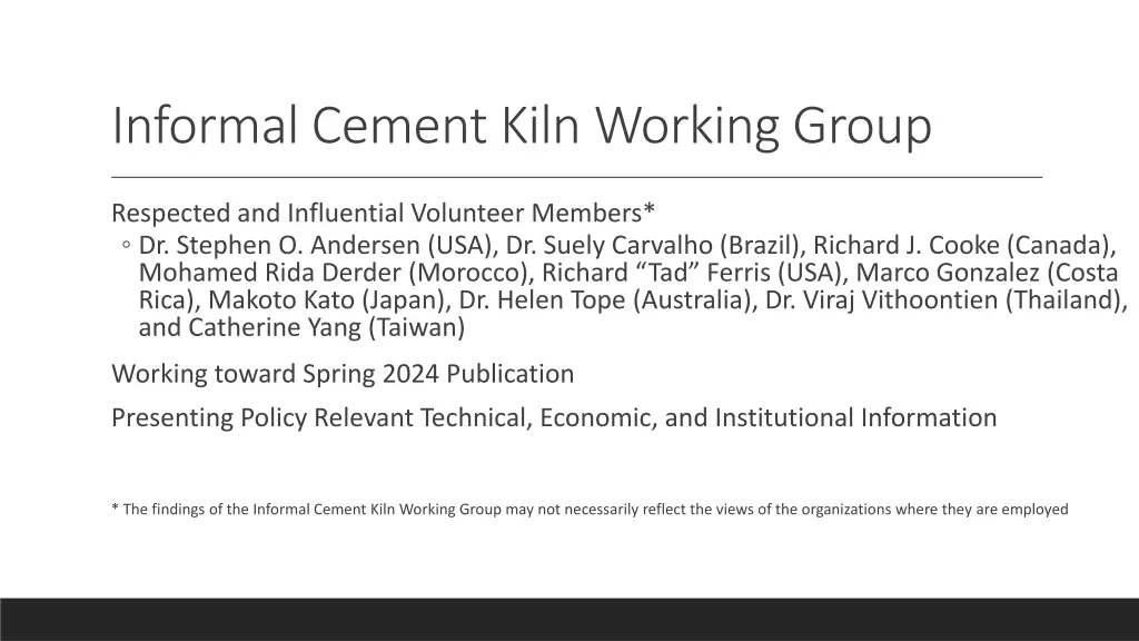 informal cement kiln working group