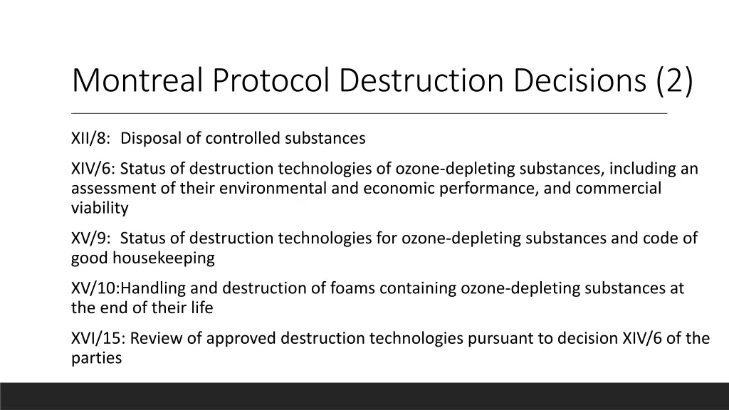 montreal protocol destruction decisions 2