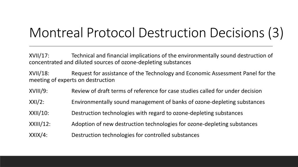 montreal protocol destruction decisions 3