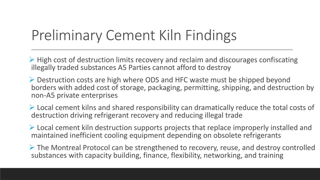 preliminary cement kiln findings