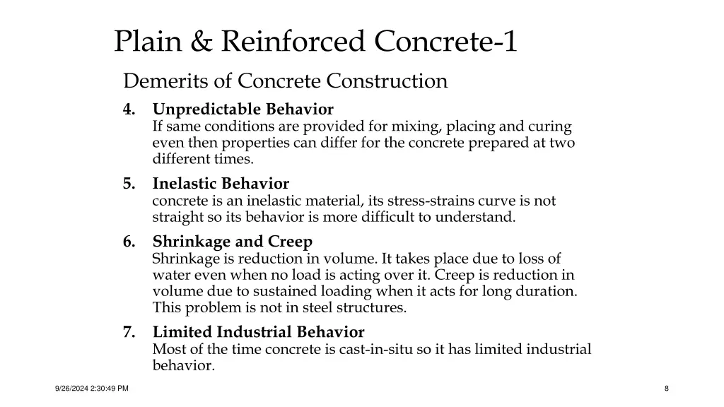 plain reinforced concrete 1 demerits of concrete