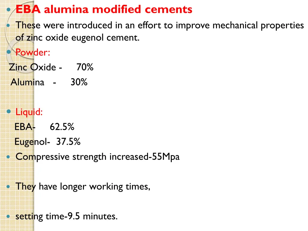 eba alumina modified cements these were