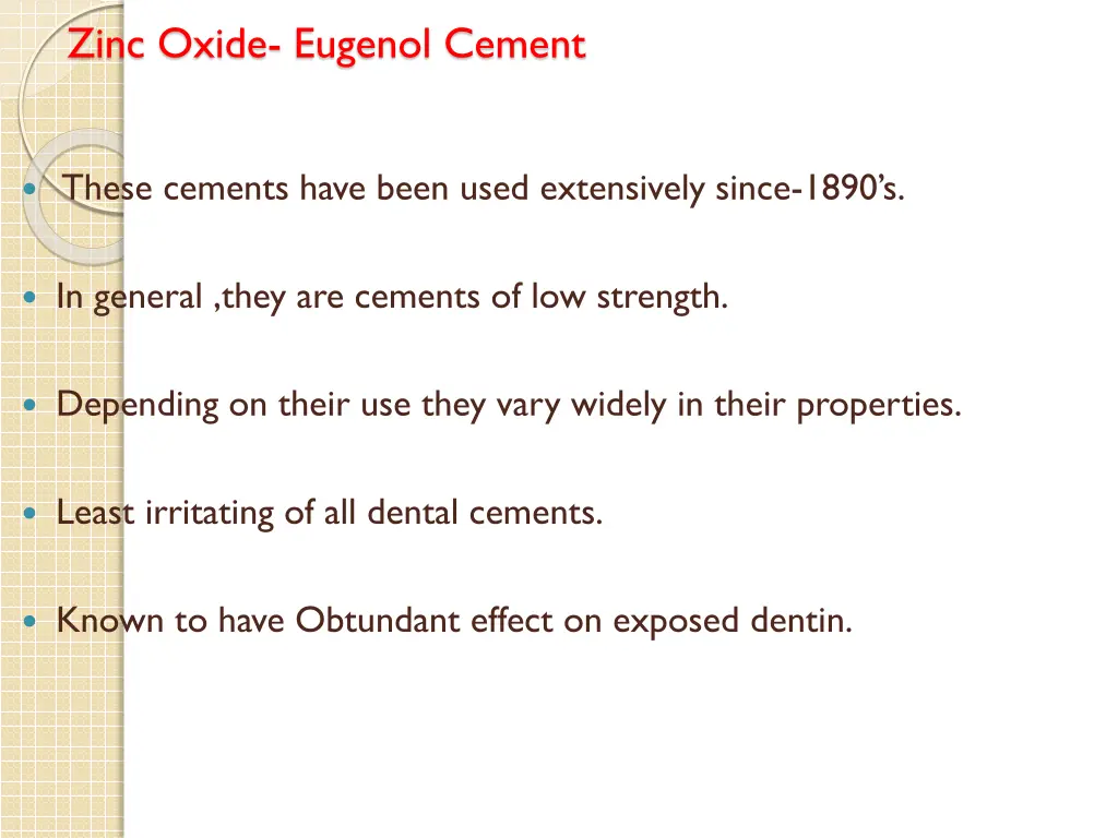 zinc oxide eugenol cement