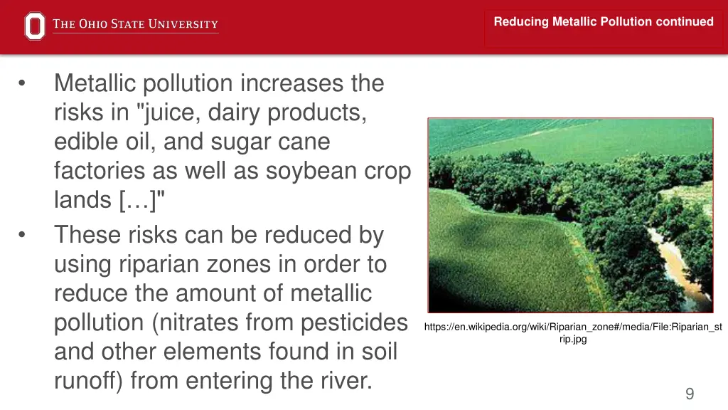 reducing metallic pollution continued