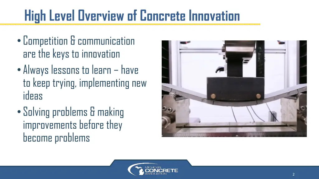 high level overview of concrete innovation