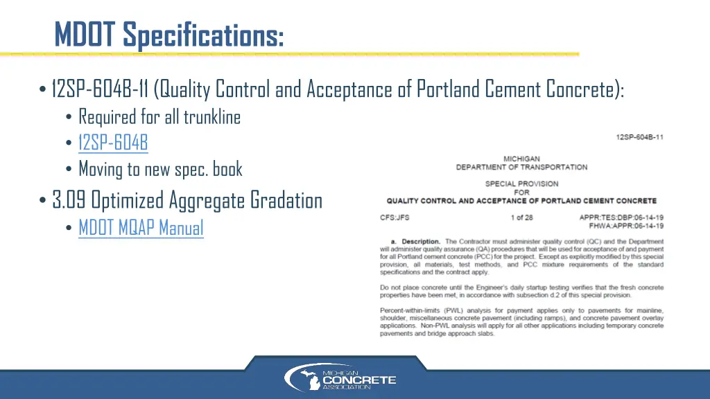 mdot specifications