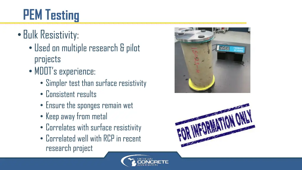 pem testing bulk resistivity used on multiple