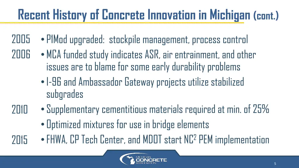 recent history of concrete innovation in michigan 1