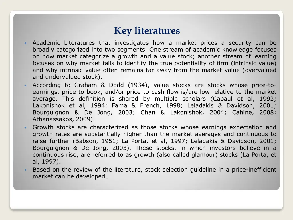 key literatures