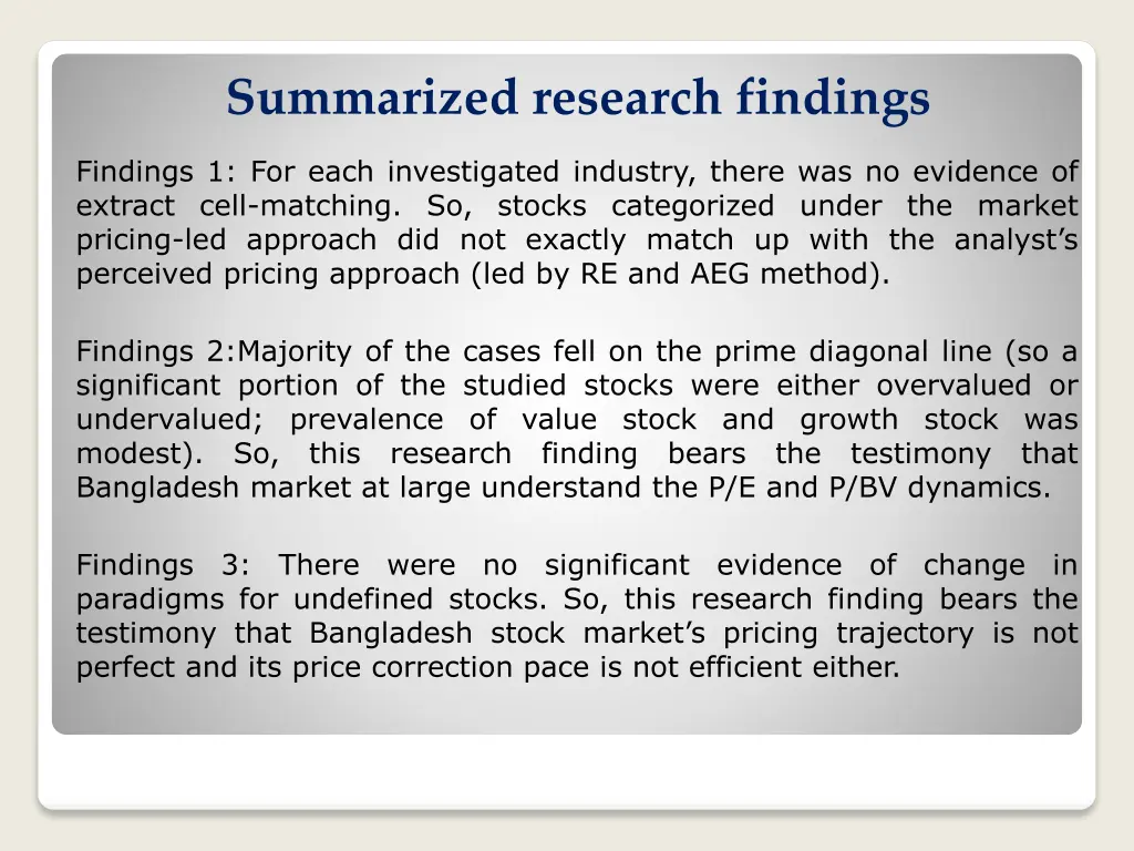 summarized research findings