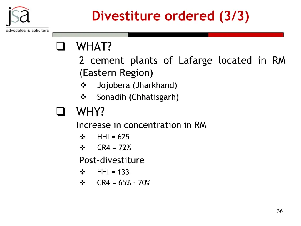 divestiture ordered 3 3