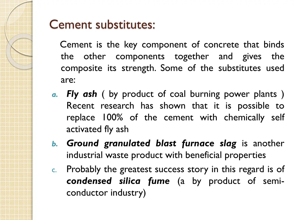 cement substitutes