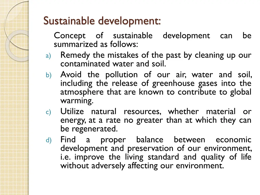 sustainable development concept of summarized