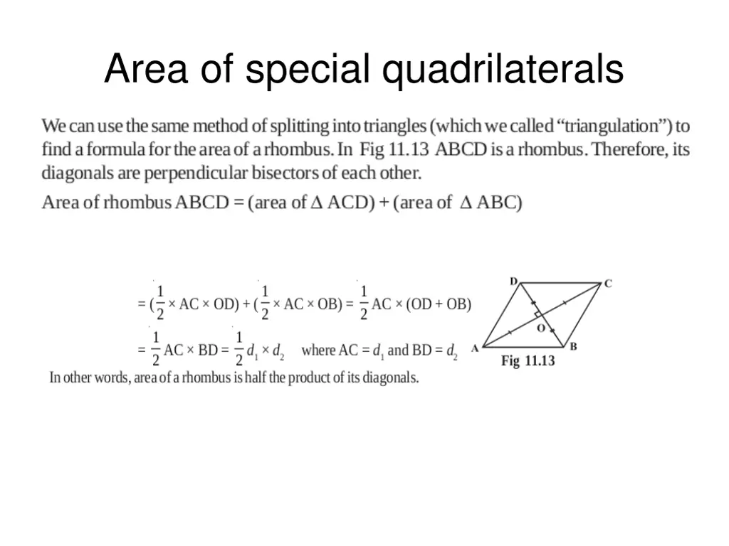 area of special quadrilaterals