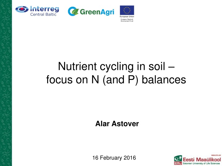 nutrient cycling in soil focus on n and p balances