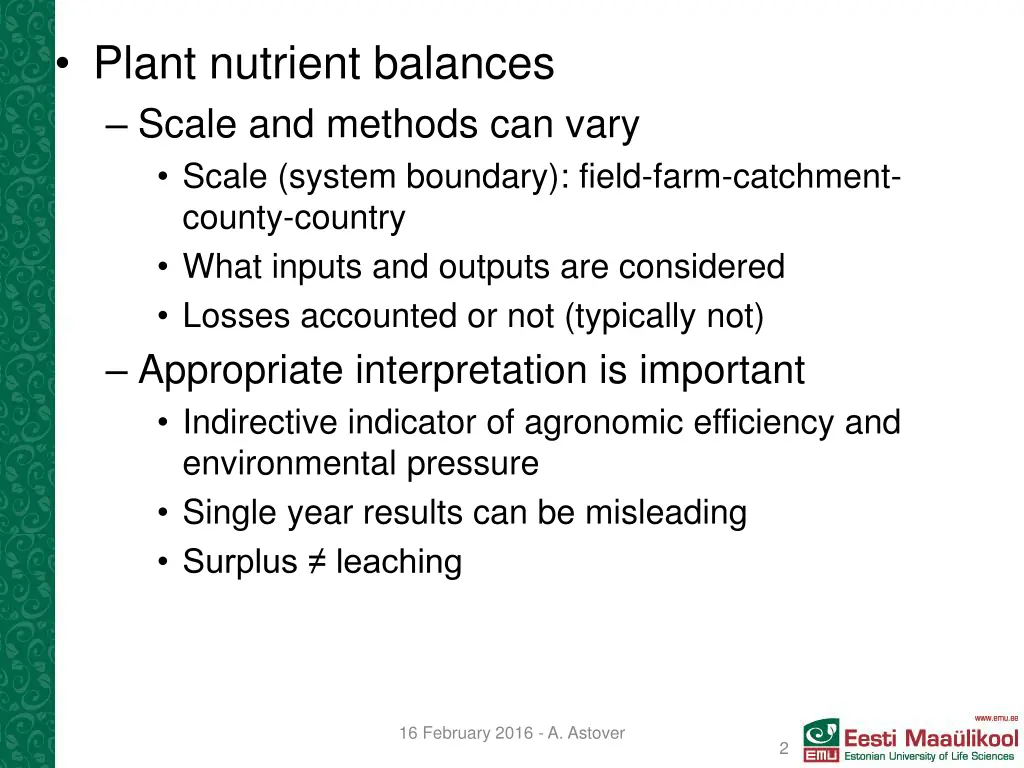 plant nutrient balances scale and methods