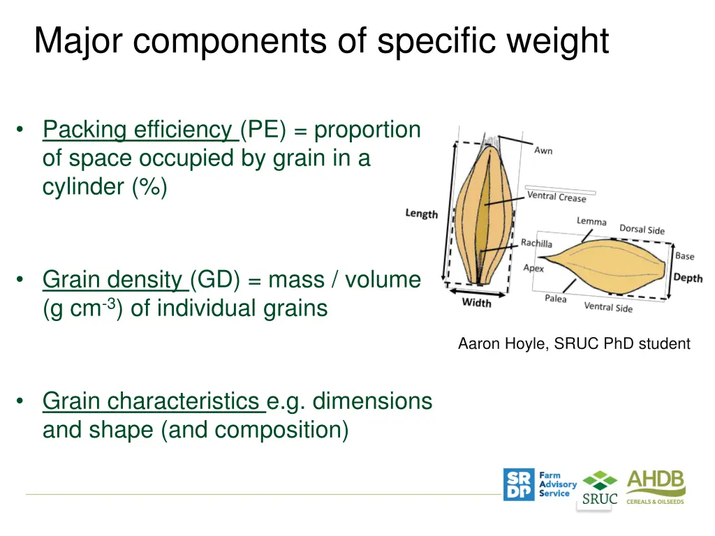 major components of specific weight