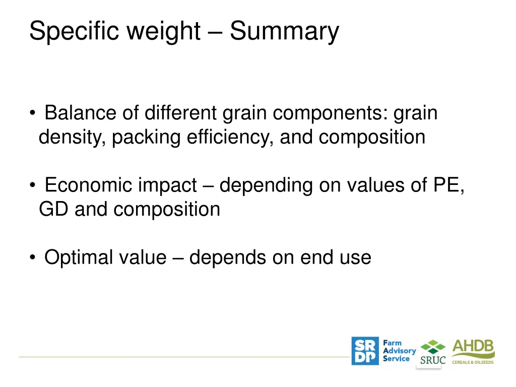 specific weight summary