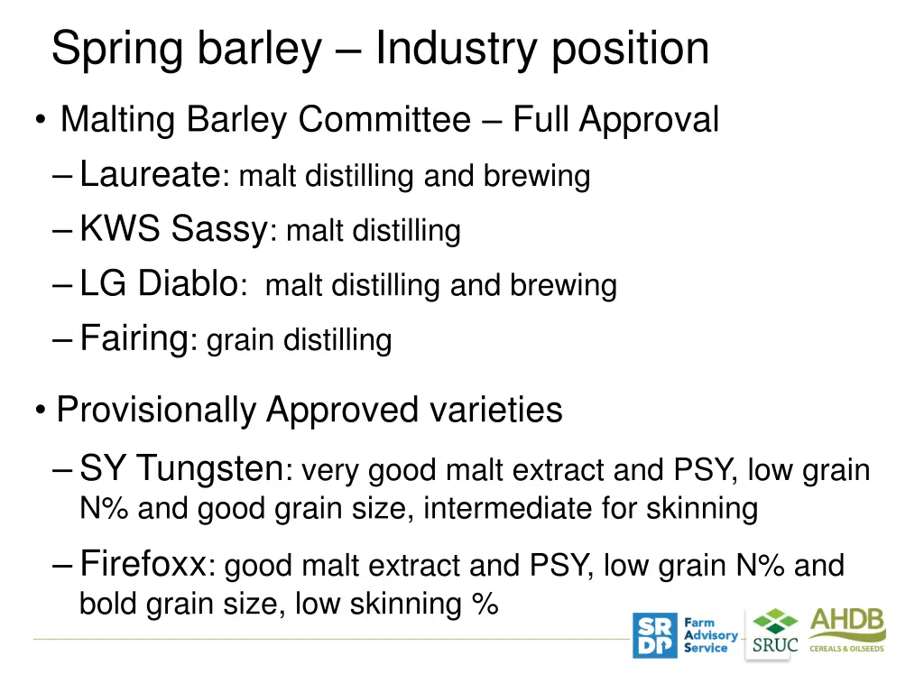 spring barley industry position