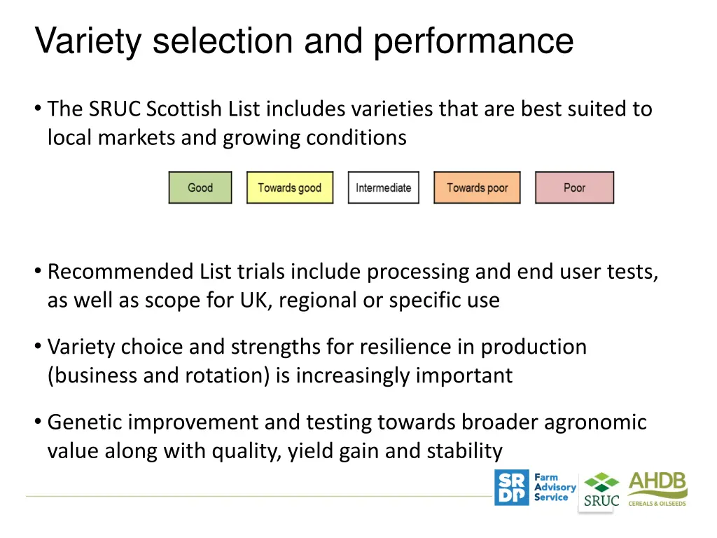 variety selection and performance