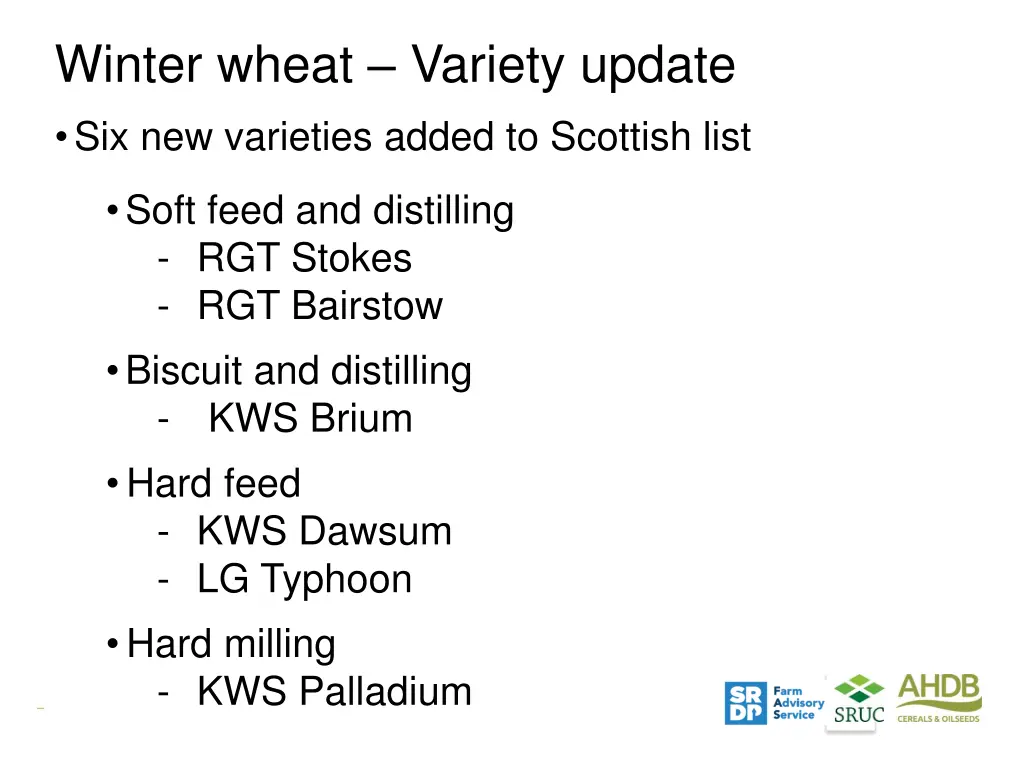 winter wheat variety update