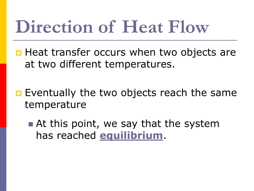 direction of heat flow