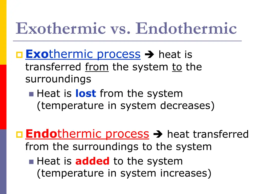 exothermic vs endothermic