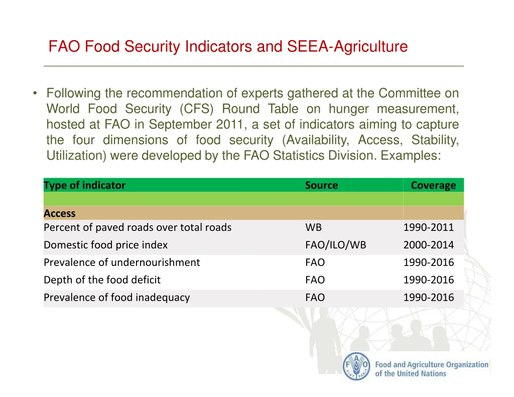 fao food security indicators and seea agriculture 1