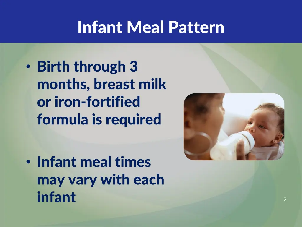 infant meal pattern