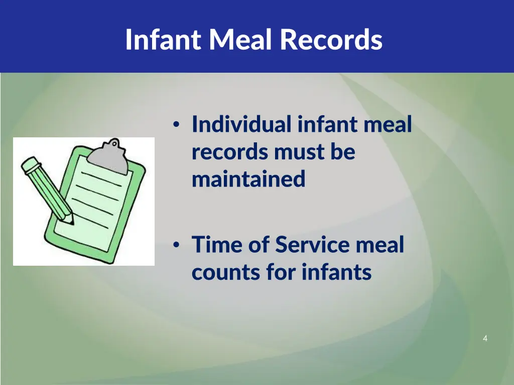 infant meal records