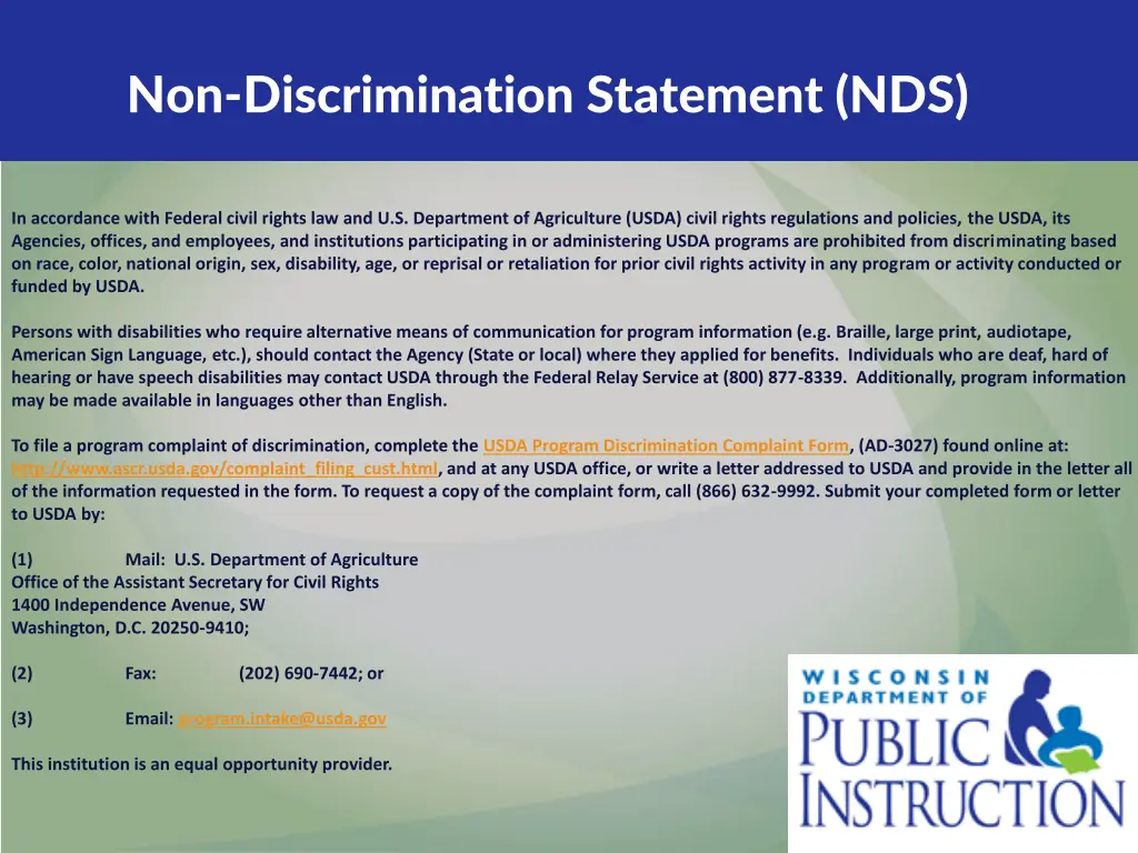 non discrimination statement nds