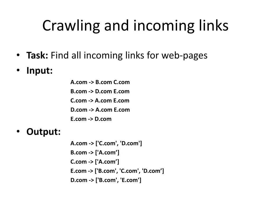 crawling and incoming links