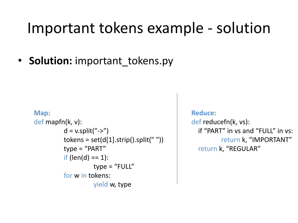 important tokens example solution