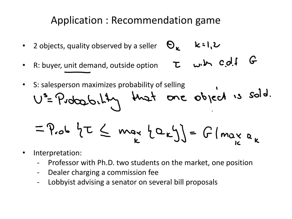 application recommendation game