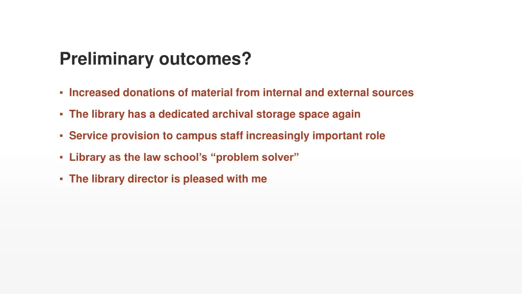 preliminary outcomes