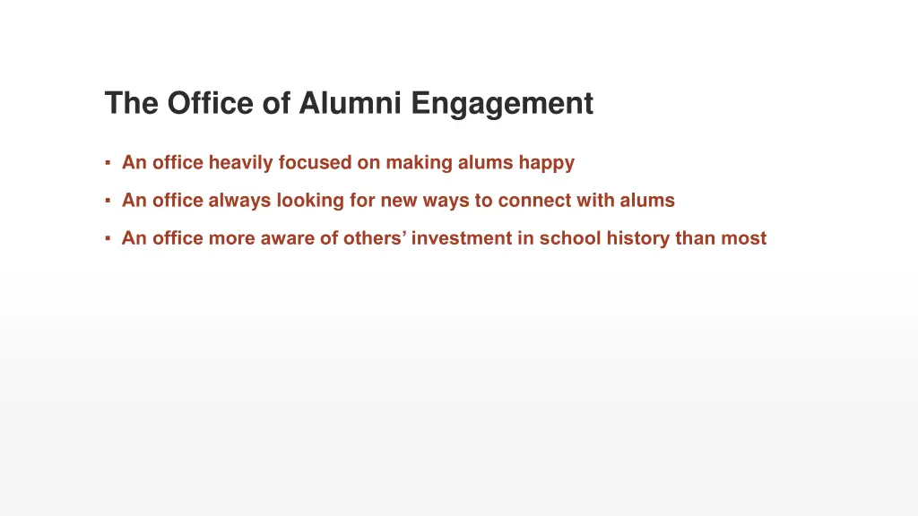 the office of alumni engagement