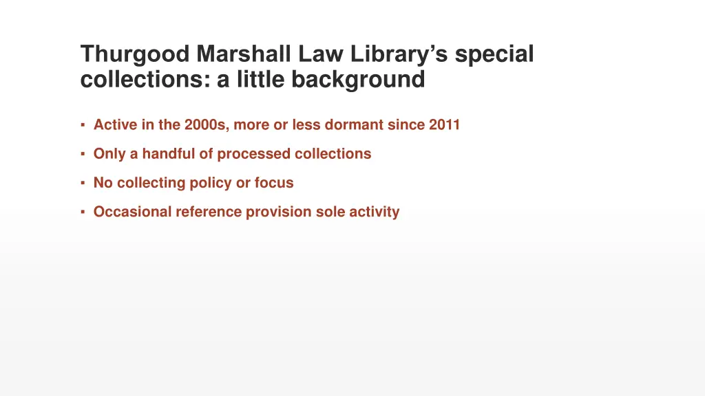 thurgood marshall law library s special