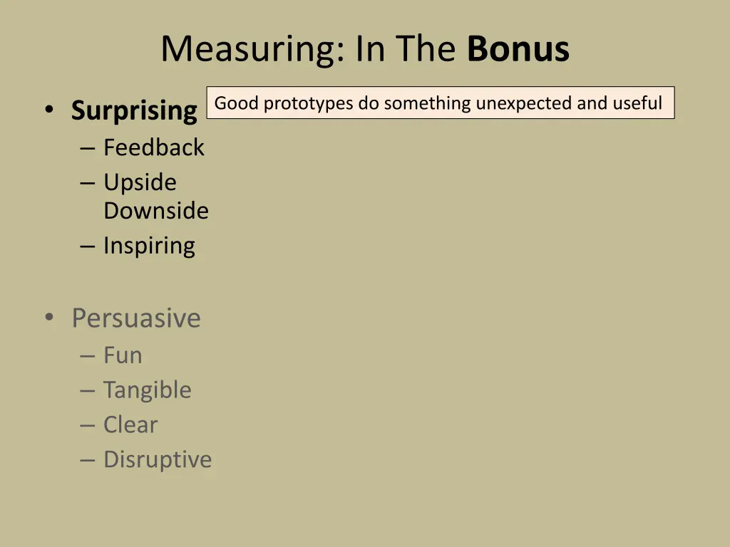 measuring in the bonus